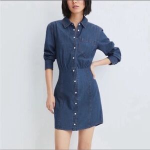 NWOT Veronica Beard Keston Casual Dark Blue Denim Shirt Dress 10 / 8